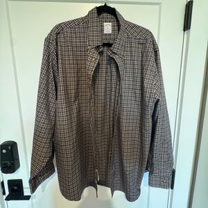 Brooks Brothers Brown Navy and White Checkered Button Down